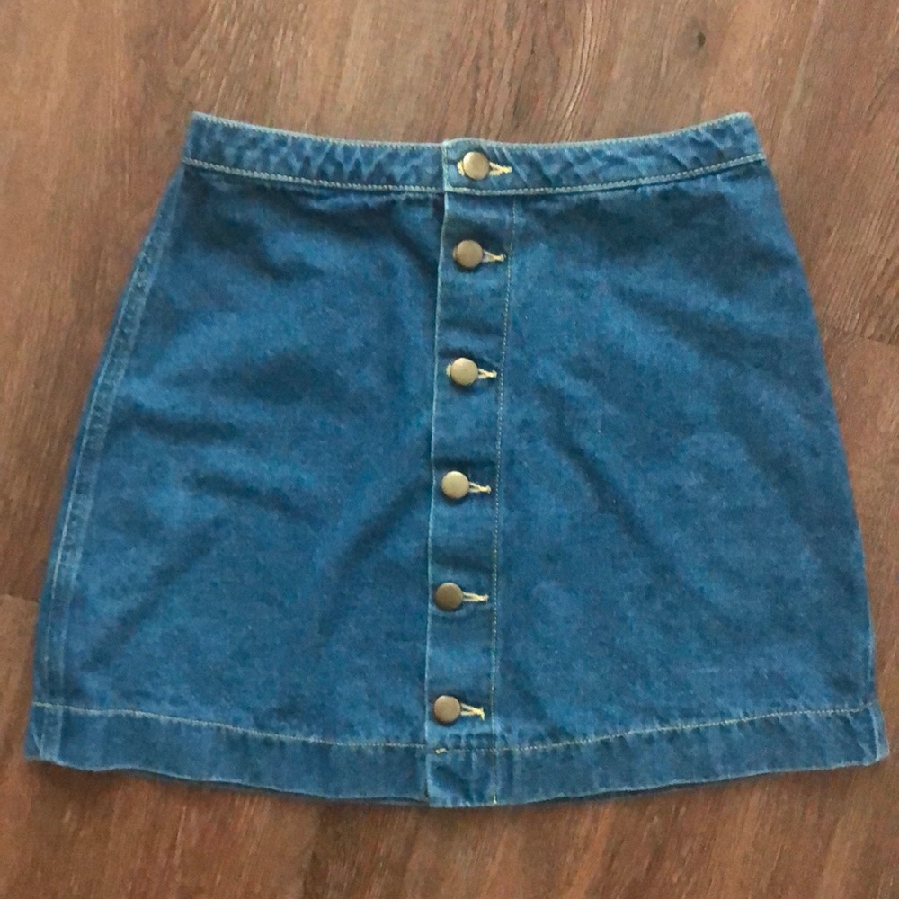 American Apparel Denim Button Front A-Line Skirt